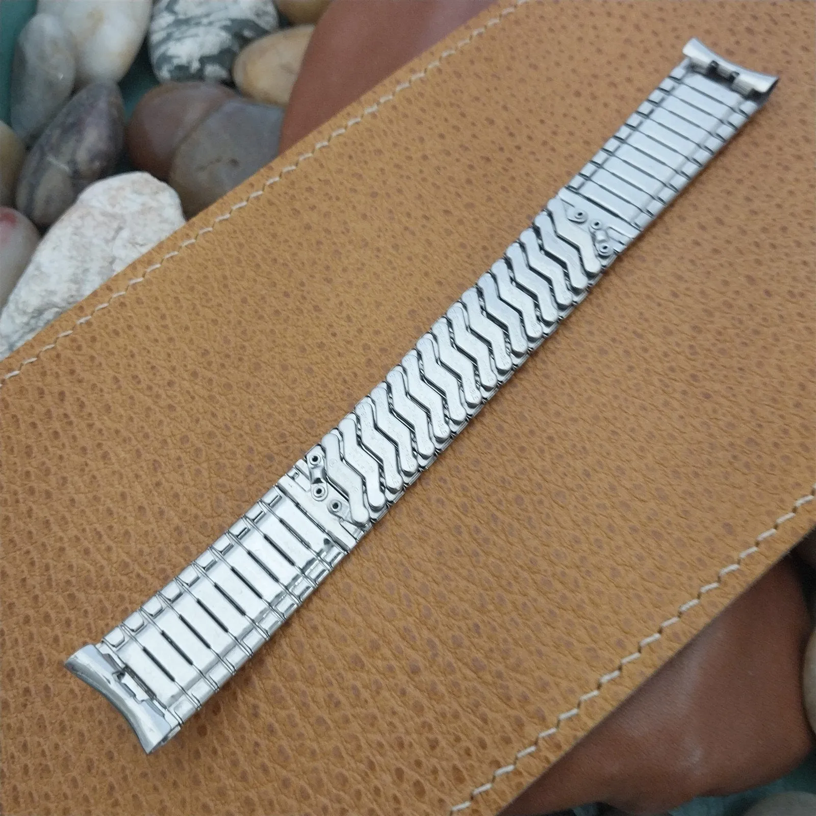 17.2mm 11/16" Stainless Steel Unused 1960s Space Age Baldwin Vintage Watch Band