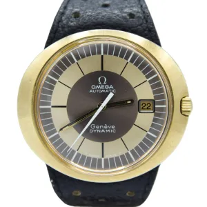 1970 Omega Geneve Dynamic Automatic Date with Gorgeous Two Tone Dial Model 166.039 in Gold Capped Case