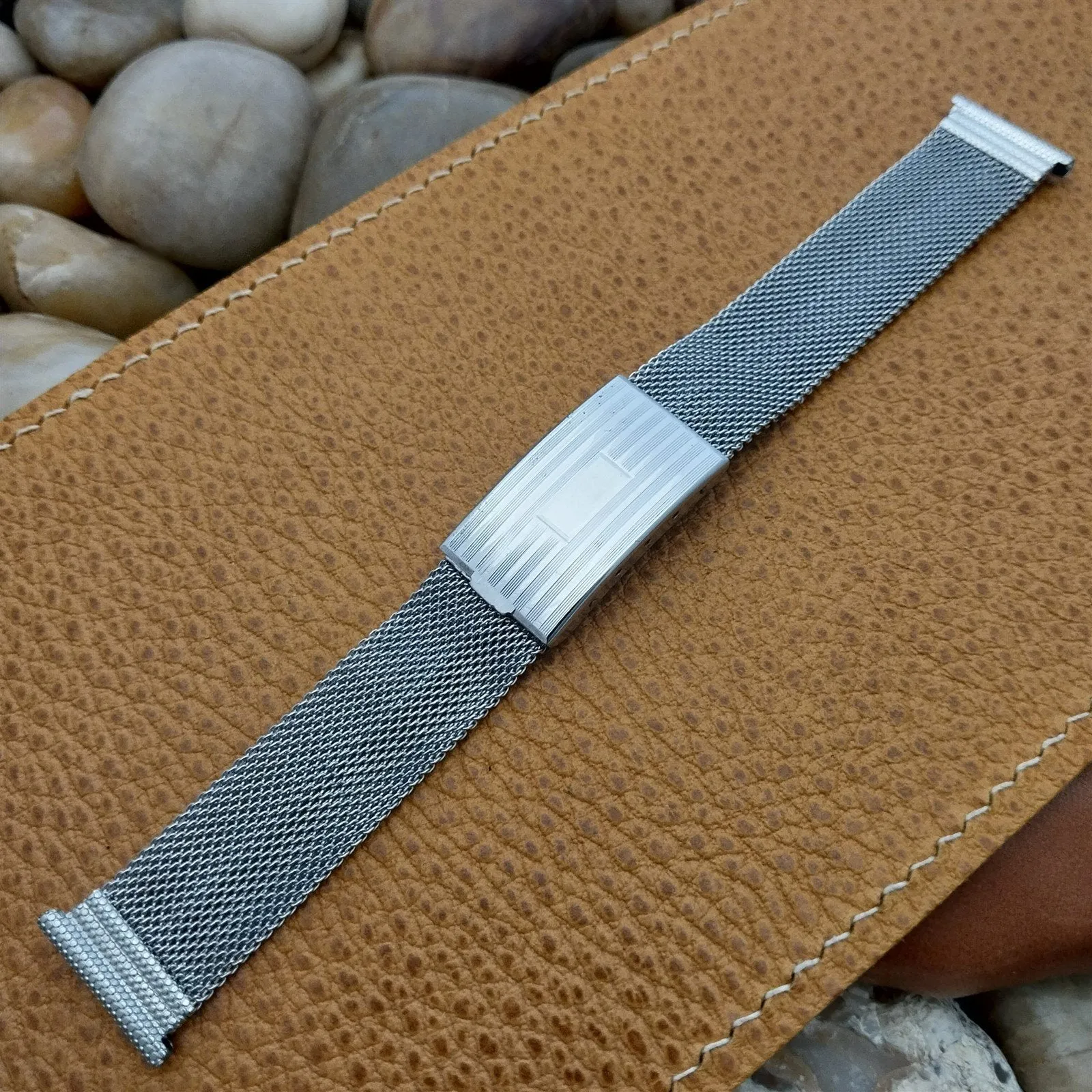 19mm 18mm 1930s Mesh Chrome Plated Nanasi Senator Long Unused Vintage Watch Band