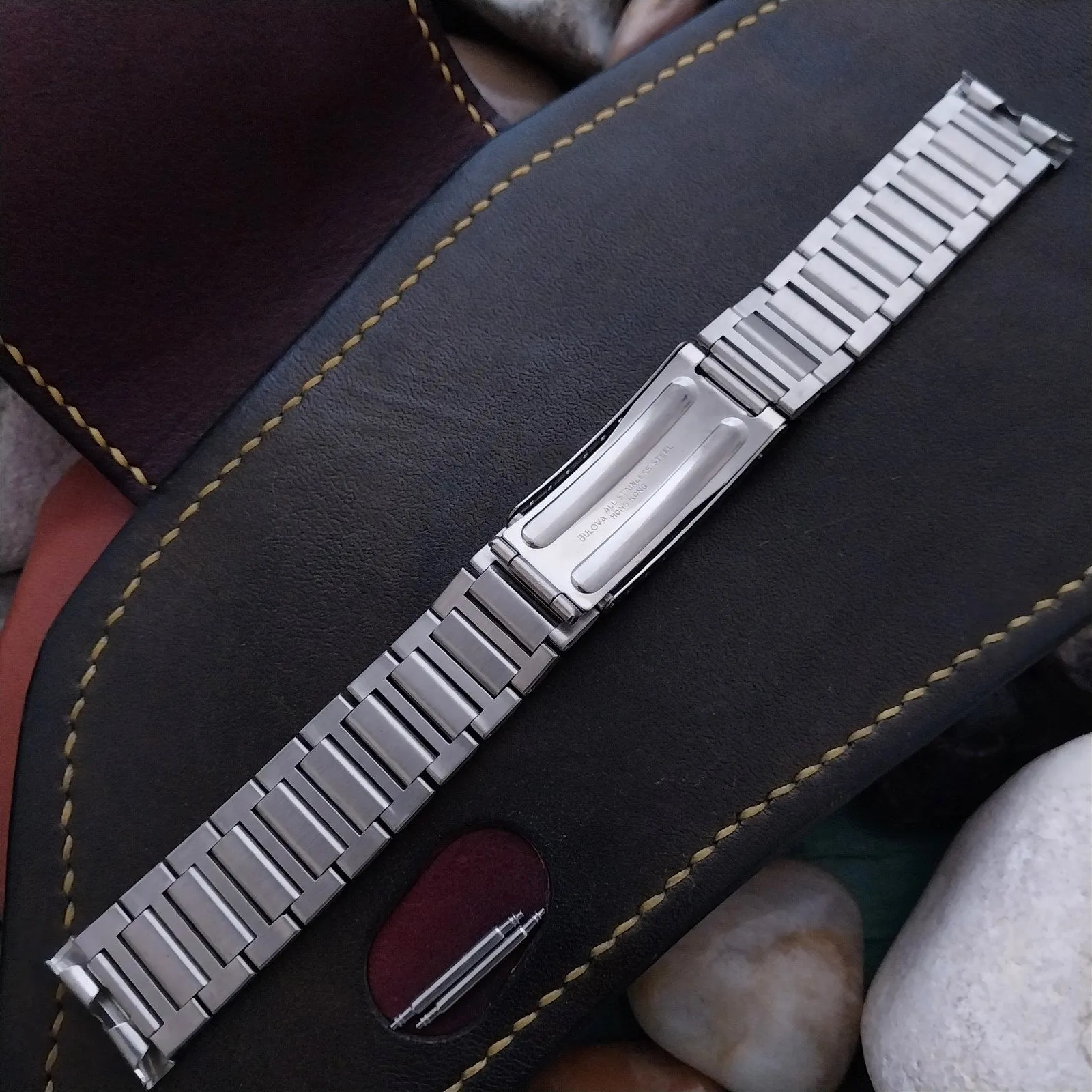 19mm 18mm Bulova Solid-Link Stainless Steel Unused 1970s Vintage Watch Band