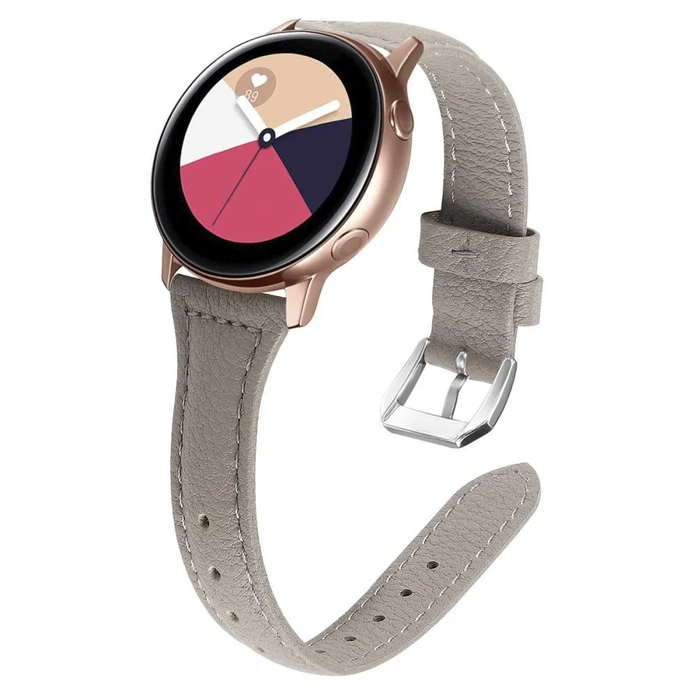 20mm Universal simple genuine leather watch strap with - Lizard Texture / Grey