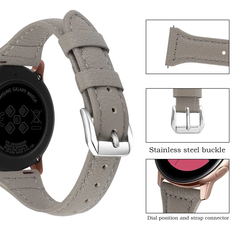 20mm Universal simple genuine leather watch strap with - Lizard Texture / Grey