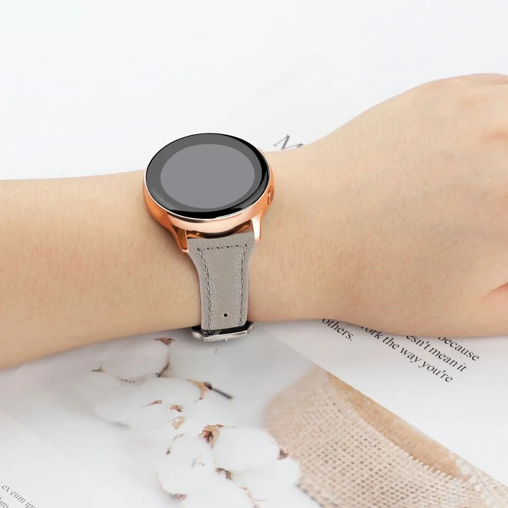 20mm Universal simple genuine leather watch strap with - Lizard Texture / Grey