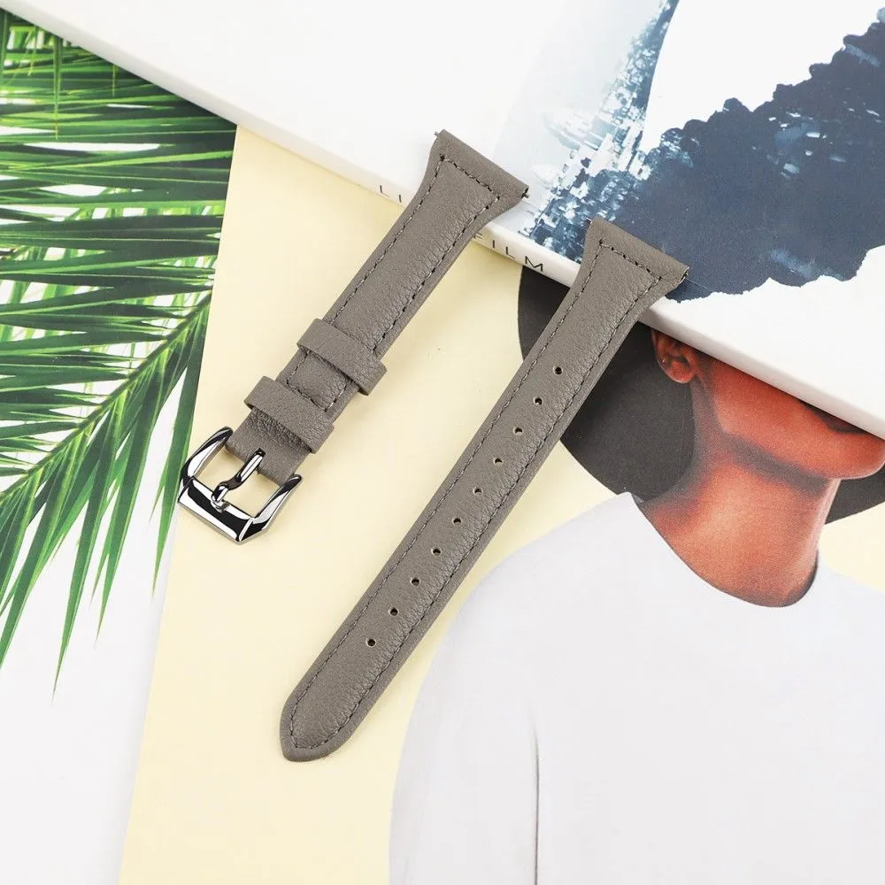 20mm Universal simple genuine leather watch strap with - Lizard Texture / Grey