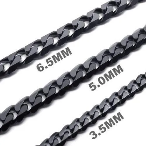5mm Stainless Steel Men Necklace Chain 14-40" inches, Black, 5mm