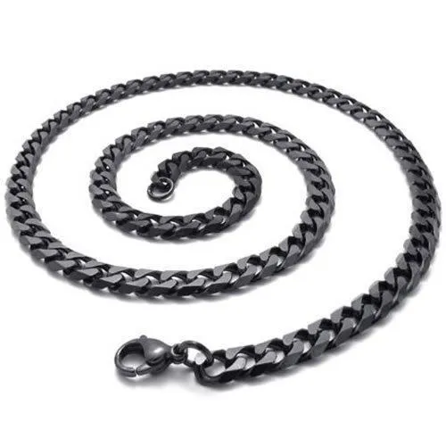 5mm Stainless Steel Men Necklace Chain 14-40" inches, Black, 5mm