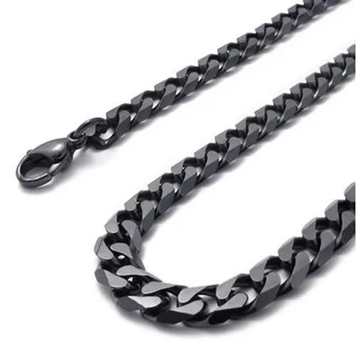 5mm Stainless Steel Men Necklace Chain 14-40" inches, Black, 5mm
