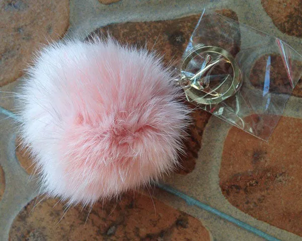 8CM Cute violet mint green pink Genuine Leather Rabbit fur ball keychain Car key ring Bag Pendant fur pom pom keychain