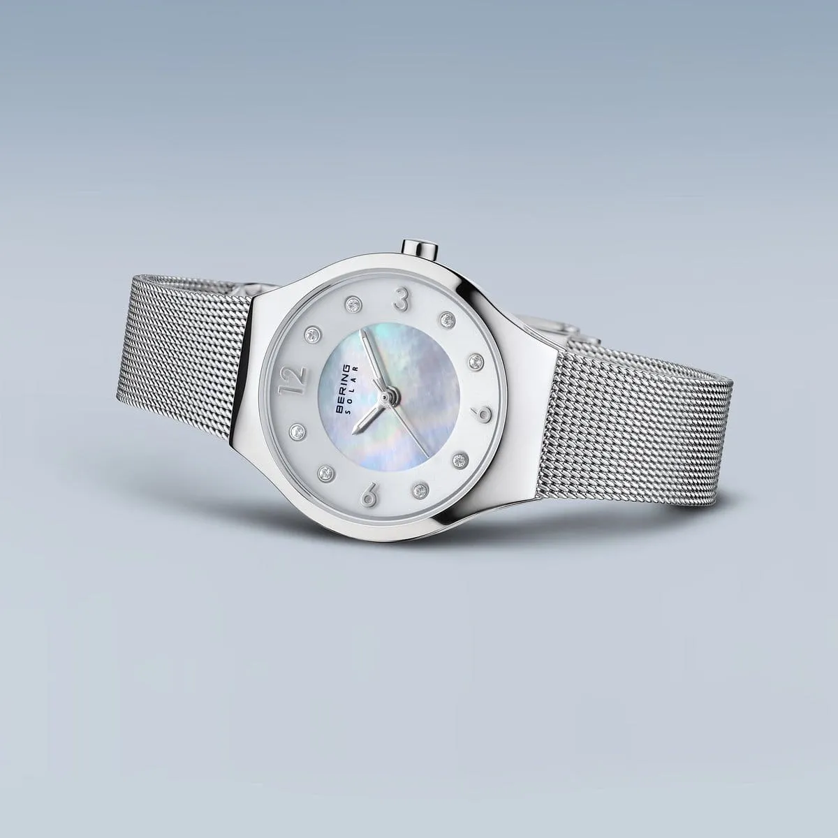Bering Solar Stainless Steel Mesh Slim Ladies Watch