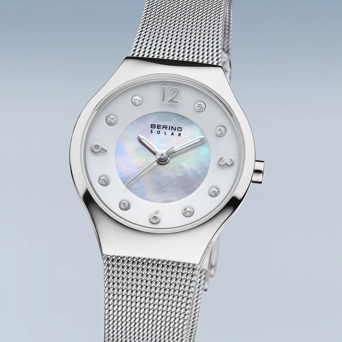 Bering Solar Stainless Steel Mesh Slim Ladies Watch