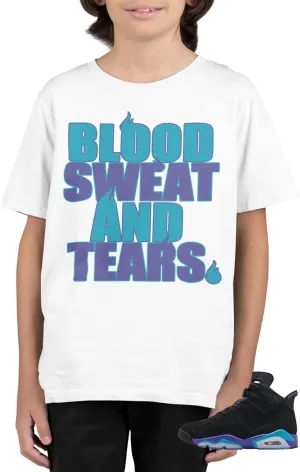 Boys (Kids) Shirt in Jordan 6 Aqua Retro Colors Youth Graphic Tee