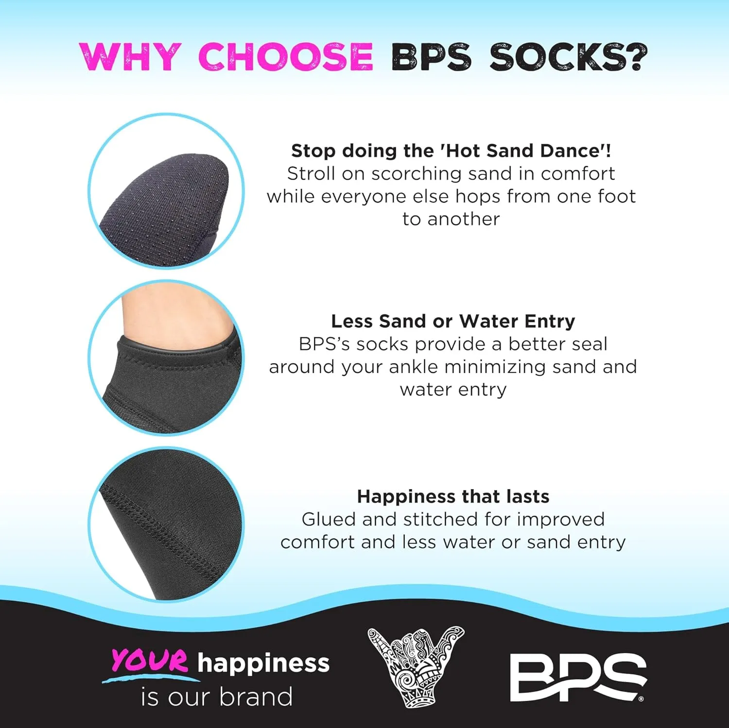 BPS Smart Neoprene Socks 3mm Water Socks Sand Proof Wetsuit Booties for Beach Volleyball Sand Soccer Water Sports
