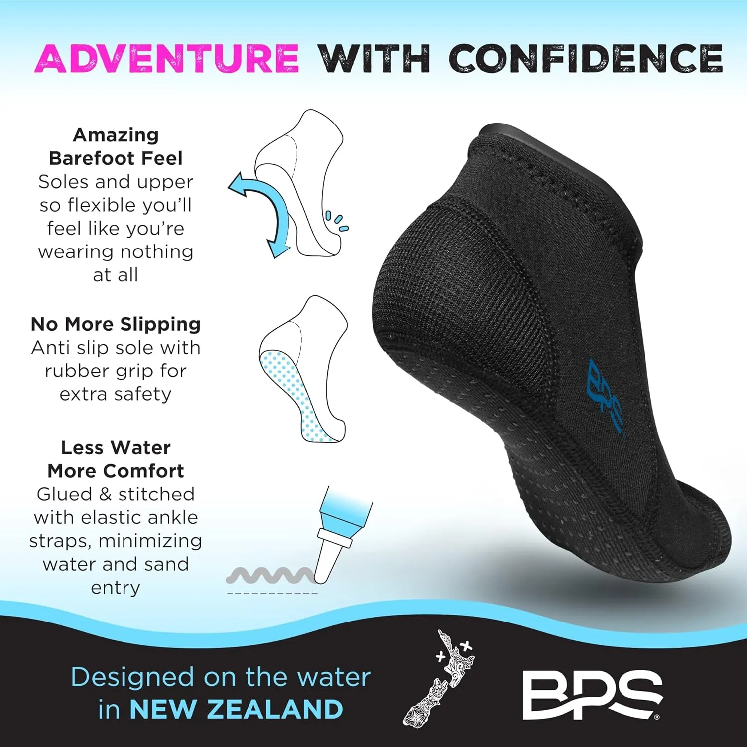 BPS Smart Neoprene Socks 3mm Water Socks Sand Proof Wetsuit Booties for Beach Volleyball Sand Soccer Water Sports