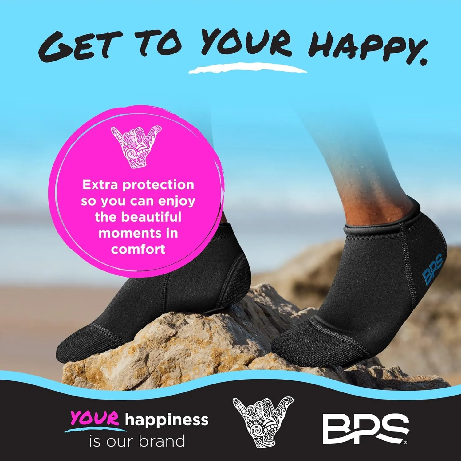 BPS Smart Neoprene Socks 3mm Water Socks Sand Proof Wetsuit Booties for Beach Volleyball Sand Soccer Water Sports