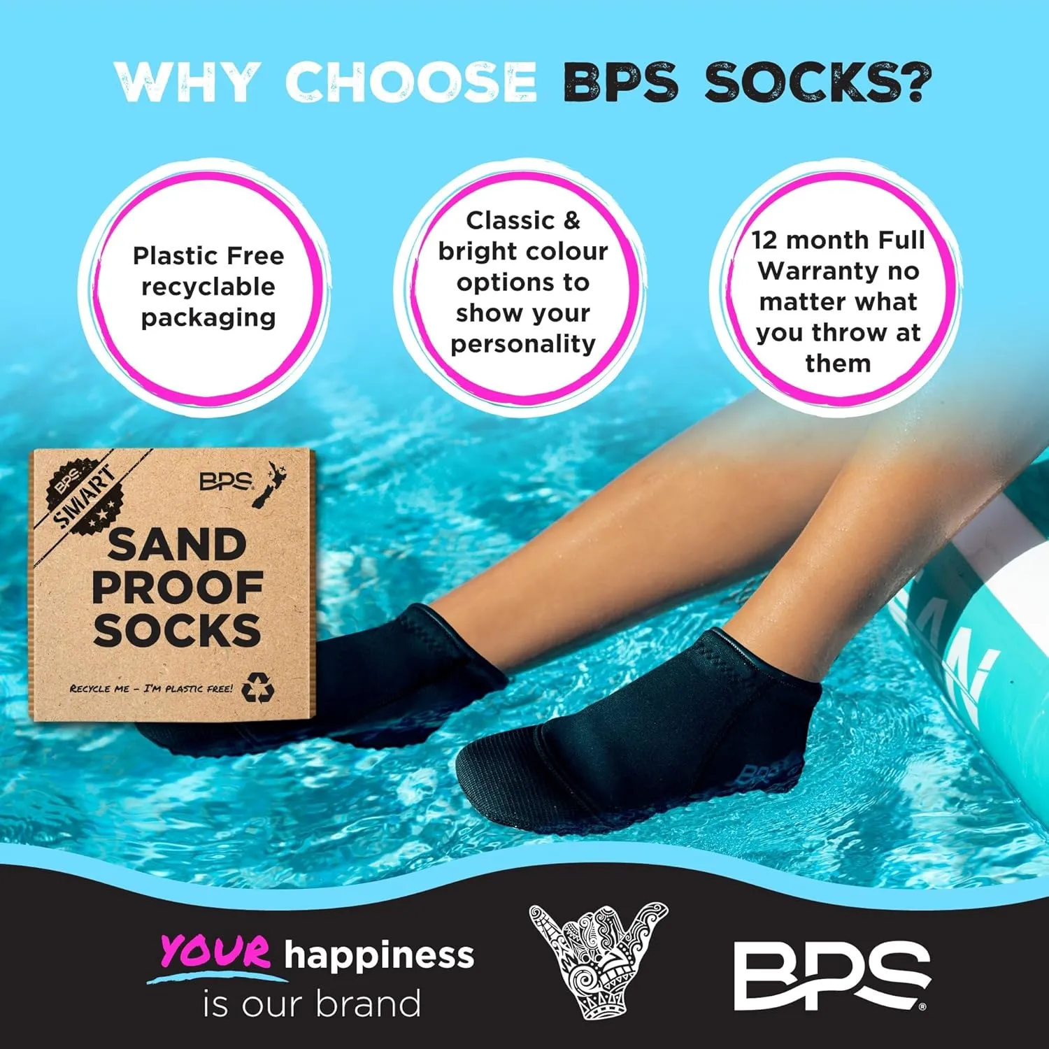 BPS Smart Neoprene Socks 3mm Water Socks Sand Proof Wetsuit Booties for Beach Volleyball Sand Soccer Water Sports