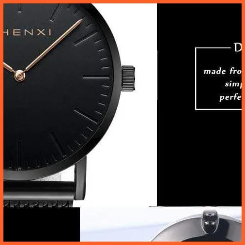 Brand Casual Fashion Couples Wristwatches | Women Quartz Stainless Steel Watch Mens Casual Mesh Strap Ultra Thin Watches