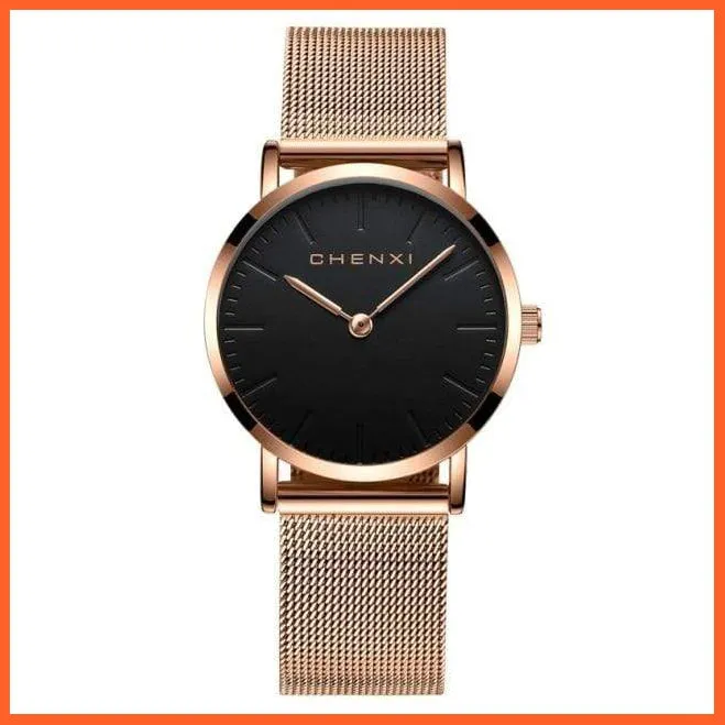 Brand Casual Fashion Couples Wristwatches | Women Quartz Stainless Steel Watch Mens Casual Mesh Strap Ultra Thin Watches