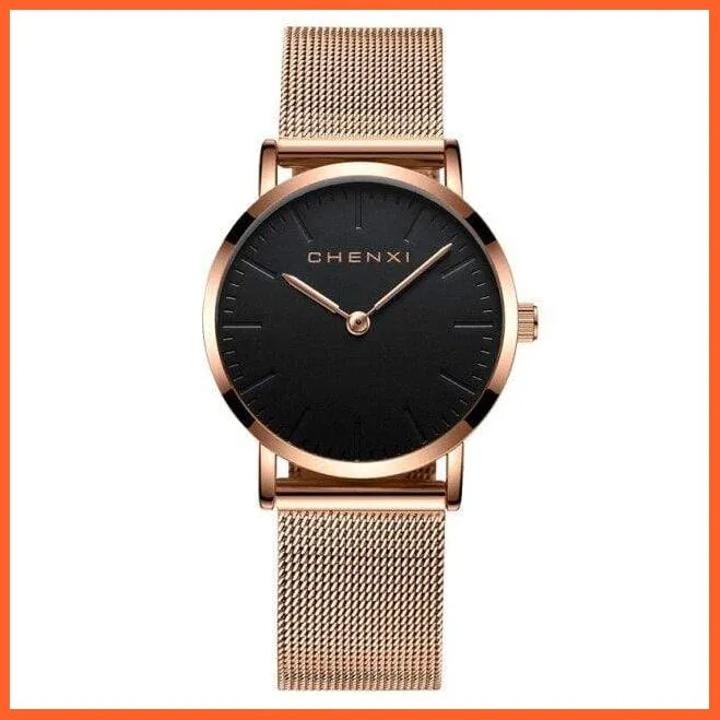 Brand Casual Fashion Couples Wristwatches | Women Quartz Stainless Steel Watch Mens Casual Mesh Strap Ultra Thin Watches