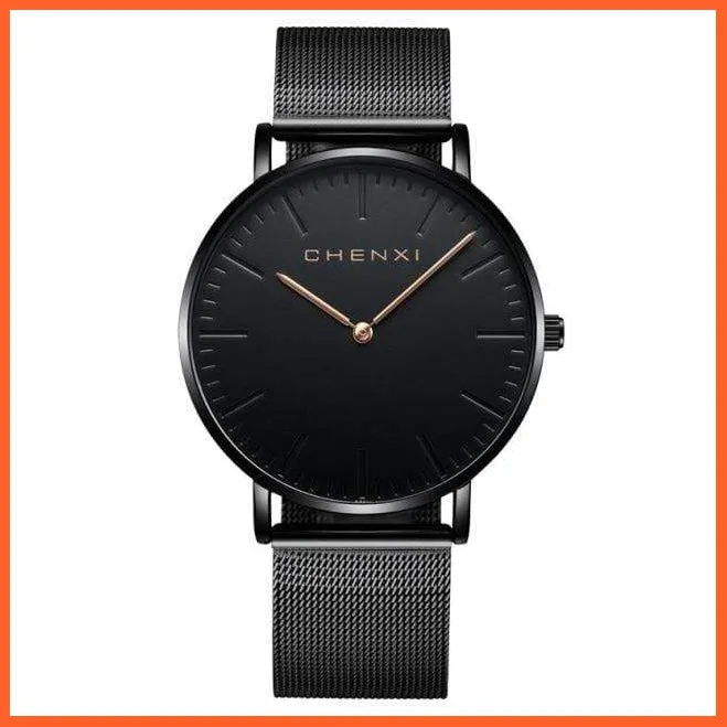Brand Casual Fashion Couples Wristwatches | Women Quartz Stainless Steel Watch Mens Casual Mesh Strap Ultra Thin Watches