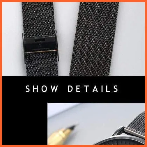 Brand Casual Fashion Couples Wristwatches | Women Quartz Stainless Steel Watch Mens Casual Mesh Strap Ultra Thin Watches