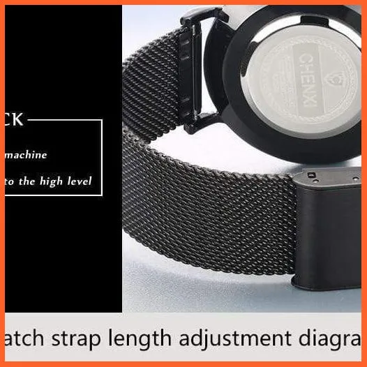 Brand Casual Fashion Couples Wristwatches | Women Quartz Stainless Steel Watch Mens Casual Mesh Strap Ultra Thin Watches