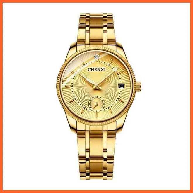 Branded Luxury Gold Wrist Watch Men Women Quartz Wristwatch For Couples | Casual Fashion Stainless Steel Watches