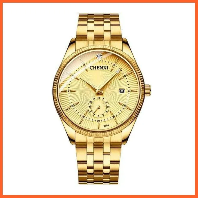 Branded Luxury Gold Wrist Watch Men Women Quartz Wristwatch For Couples | Casual Fashion Stainless Steel Watches