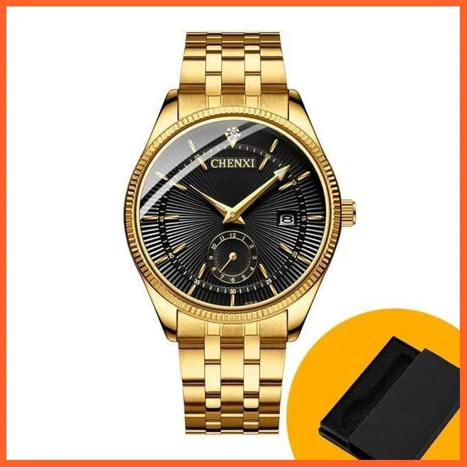 Branded Luxury Gold Wrist Watch Men Women Quartz Wristwatch For Couples | Casual Fashion Stainless Steel Watches