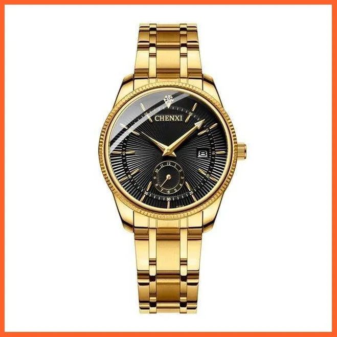 Branded Luxury Gold Wrist Watch Men Women Quartz Wristwatch For Couples | Casual Fashion Stainless Steel Watches