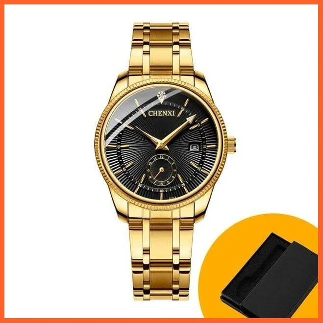 Branded Luxury Gold Wrist Watch Men Women Quartz Wristwatch For Couples | Casual Fashion Stainless Steel Watches