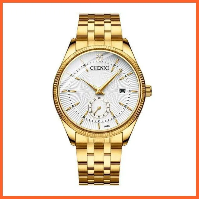 Branded Luxury Gold Wrist Watch Men Women Quartz Wristwatch For Couples | Casual Fashion Stainless Steel Watches