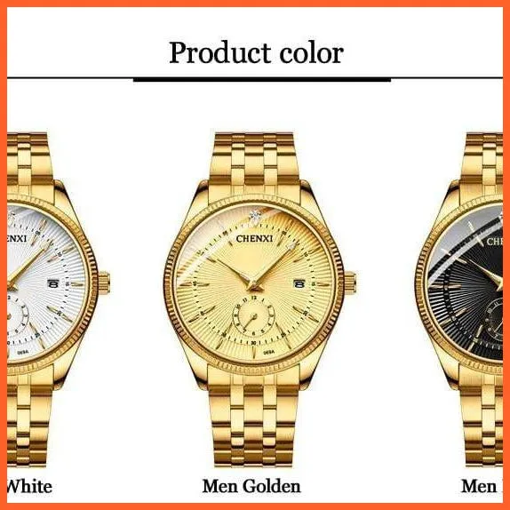 Branded Luxury Gold Wrist Watch Men Women Quartz Wristwatch For Couples | Casual Fashion Stainless Steel Watches