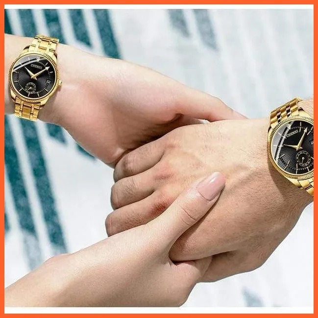 Branded Luxury Gold Wrist Watch Men Women Quartz Wristwatch For Couples | Casual Fashion Stainless Steel Watches