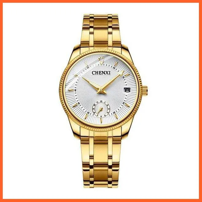 Branded Luxury Gold Wrist Watch Men Women Quartz Wristwatch For Couples | Casual Fashion Stainless Steel Watches