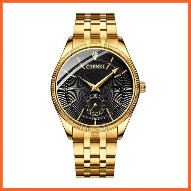 Branded Luxury Gold Wrist Watch Men Women Quartz Wristwatch For Couples | Casual Fashion Stainless Steel Watches
