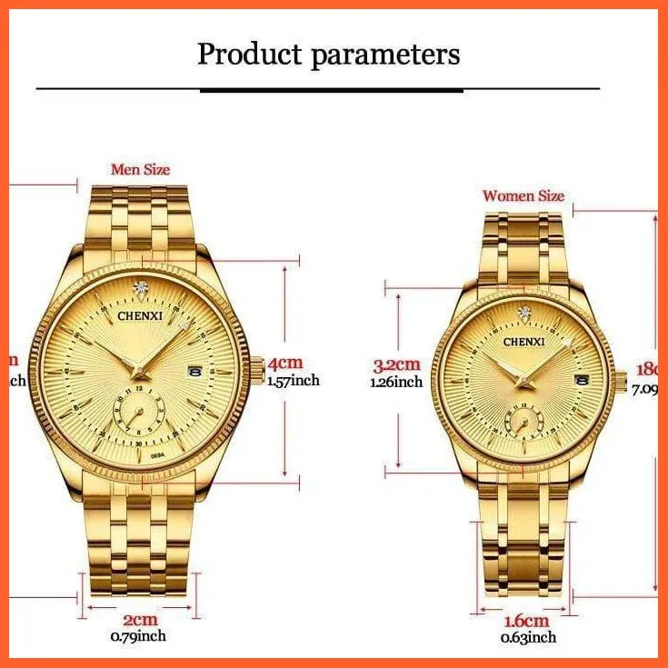 Branded Luxury Gold Wrist Watch Men Women Quartz Wristwatch For Couples | Casual Fashion Stainless Steel Watches