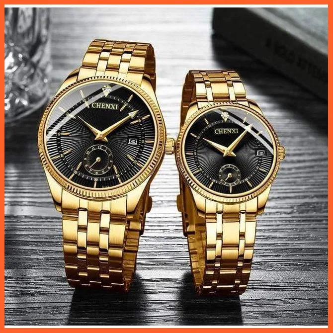 Branded Luxury Gold Wrist Watch Men Women Quartz Wristwatch For Couples | Casual Fashion Stainless Steel Watches