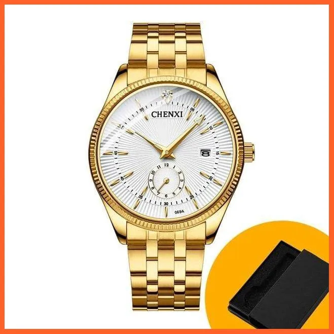 Branded Luxury Gold Wrist Watch Men Women Quartz Wristwatch For Couples | Casual Fashion Stainless Steel Watches