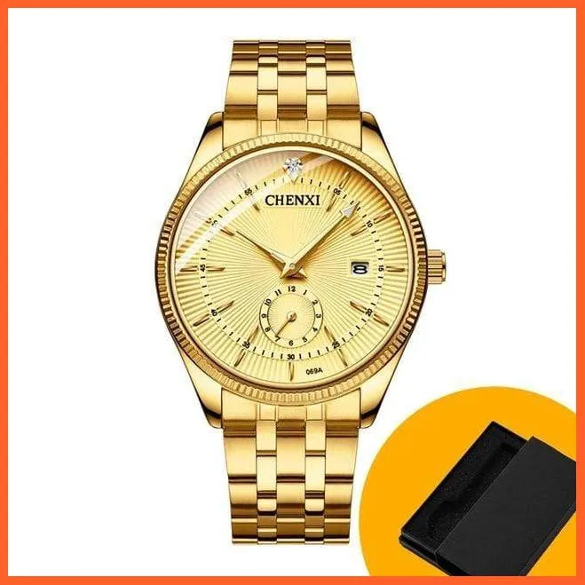 Branded Luxury Gold Wrist Watch Men Women Quartz Wristwatch For Couples | Casual Fashion Stainless Steel Watches