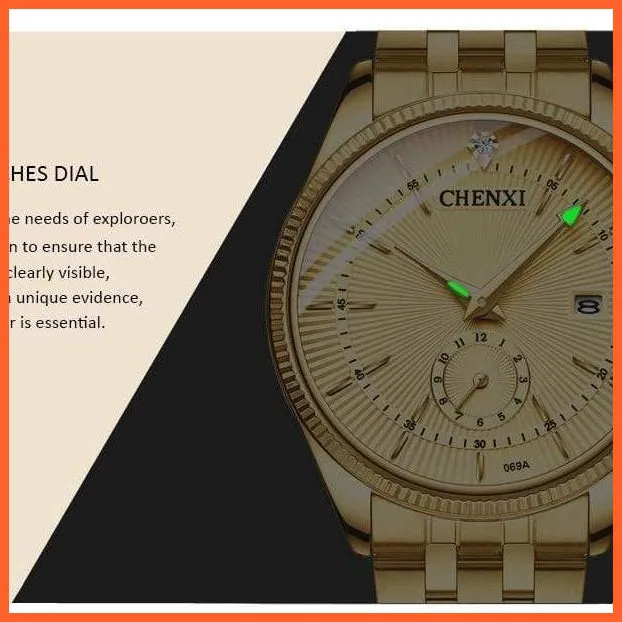 Branded Luxury Gold Wrist Watch Men Women Quartz Wristwatch For Couples | Casual Fashion Stainless Steel Watches