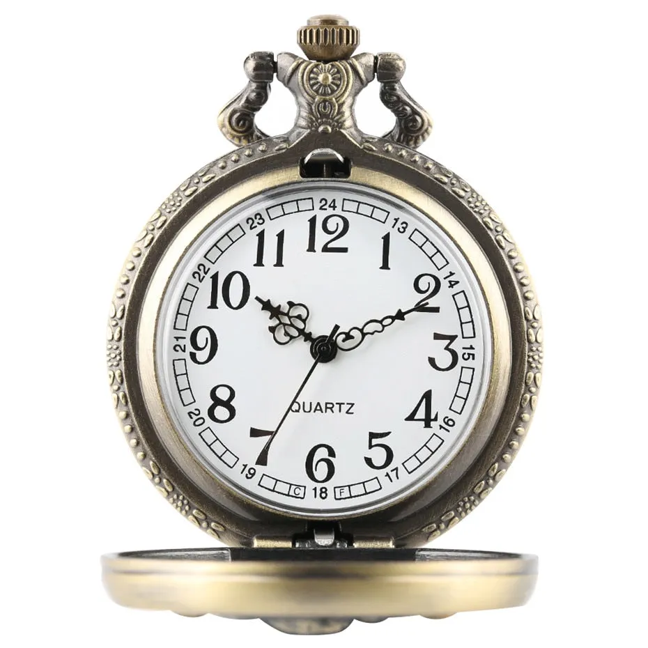 Bronze Dinosaur Display Necklace Quartz Pocket Watch