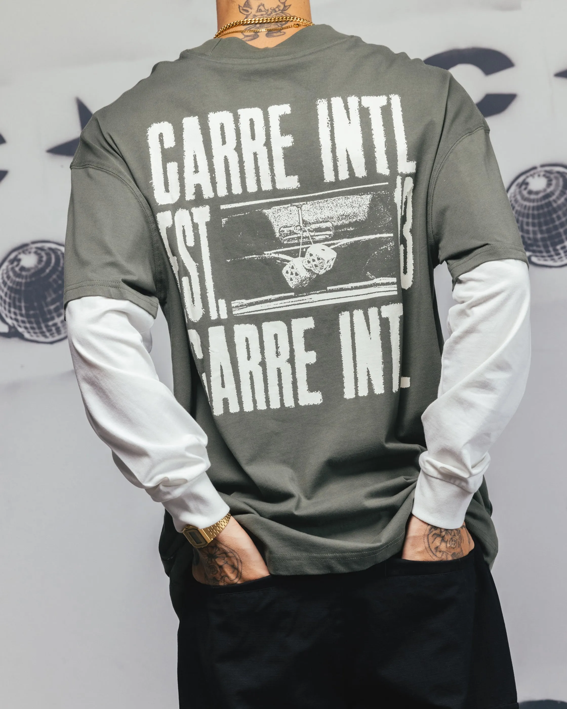 Carre Rear Vision Long Sleeve T-Shirt Green/White