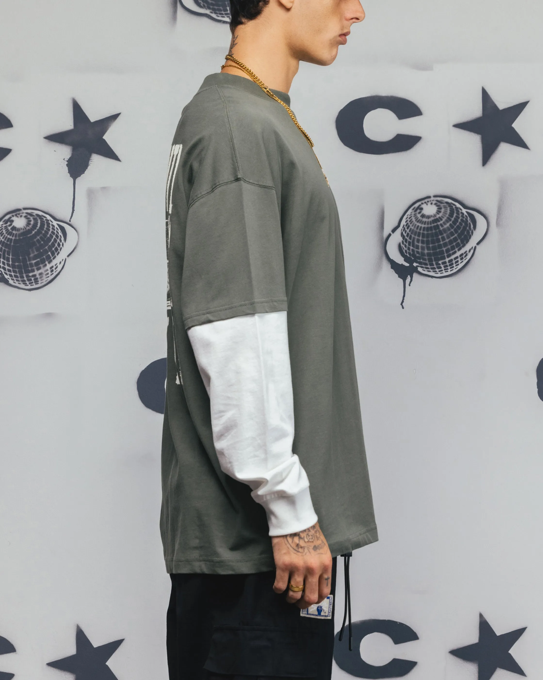 Carre Rear Vision Long Sleeve T-Shirt Green/White