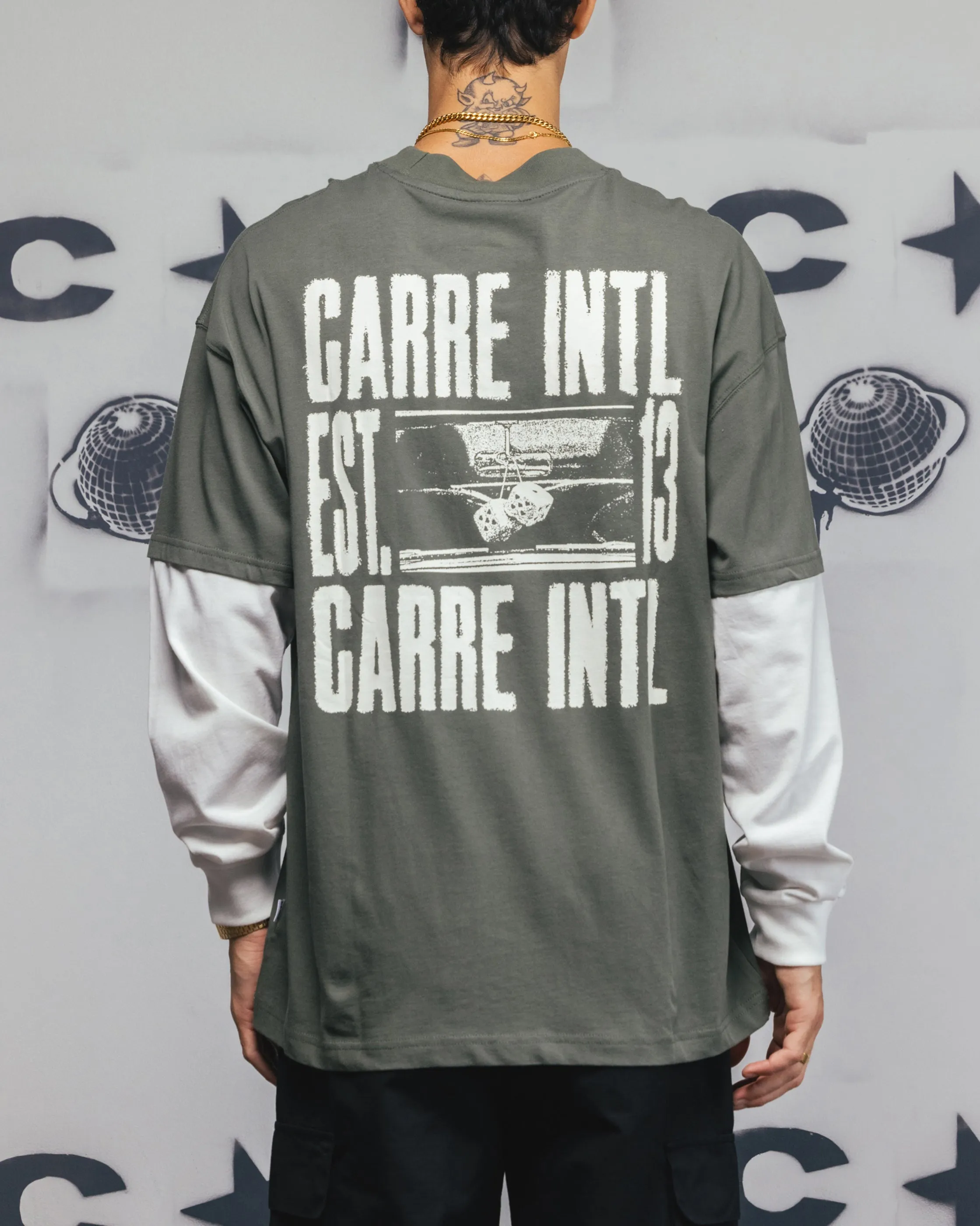 Carre Rear Vision Long Sleeve T-Shirt Green/White