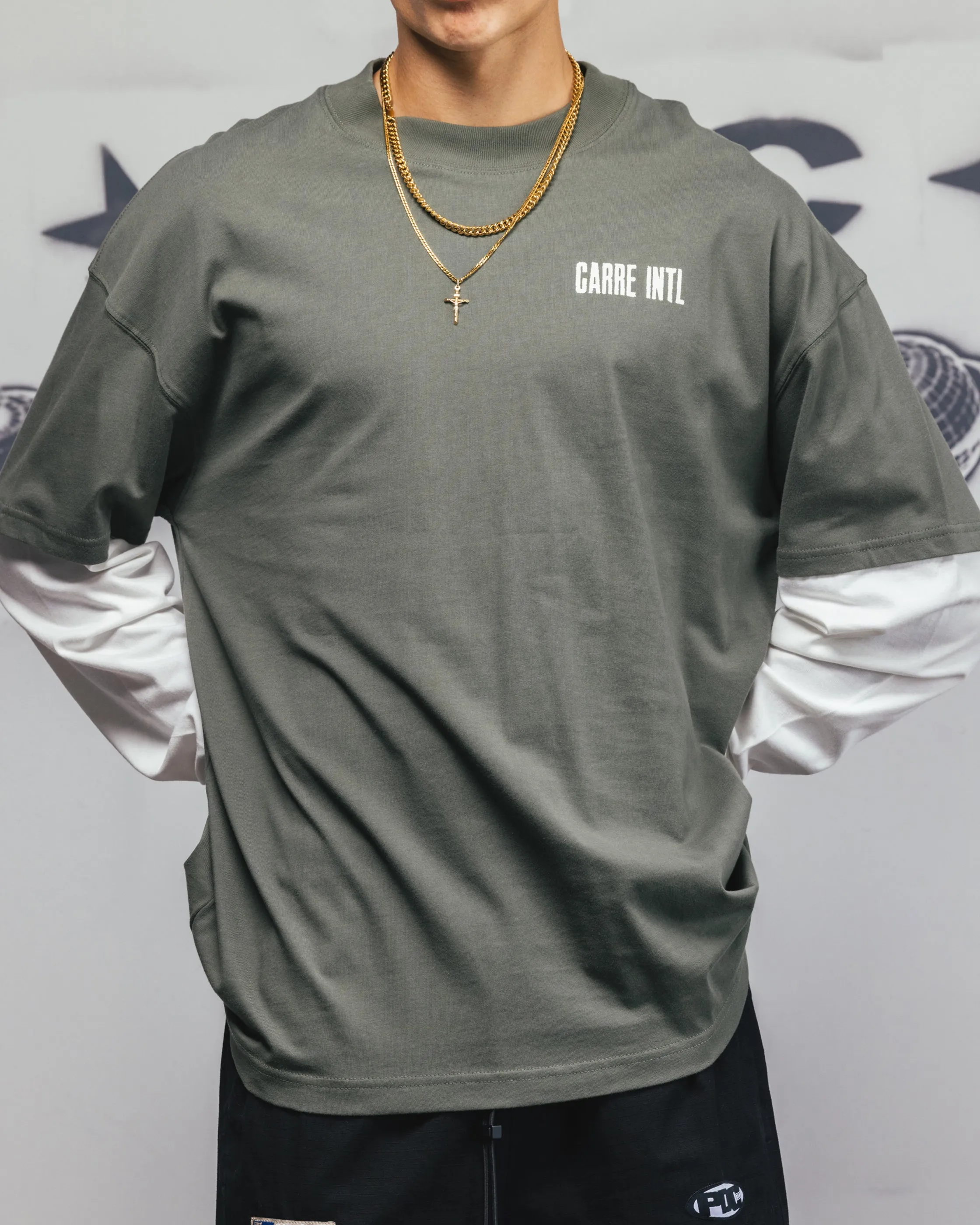 Carre Rear Vision Long Sleeve T-Shirt Green/White