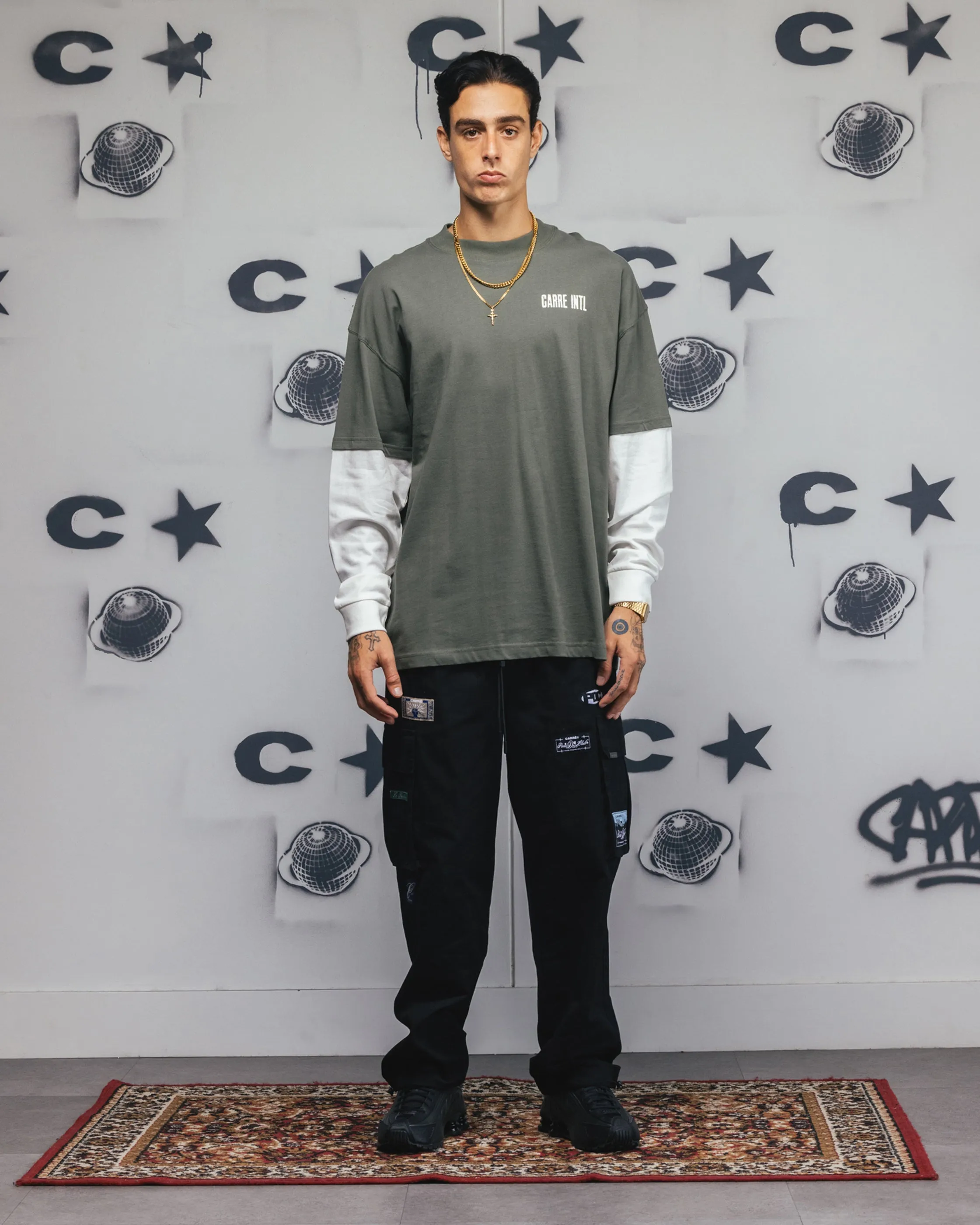 Carre Rear Vision Long Sleeve T-Shirt Green/White