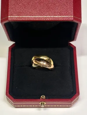 CARTIER 18K YELLOW WHITE & ROSE GOLD TRINITY RING - $6K APR w/ CoA!