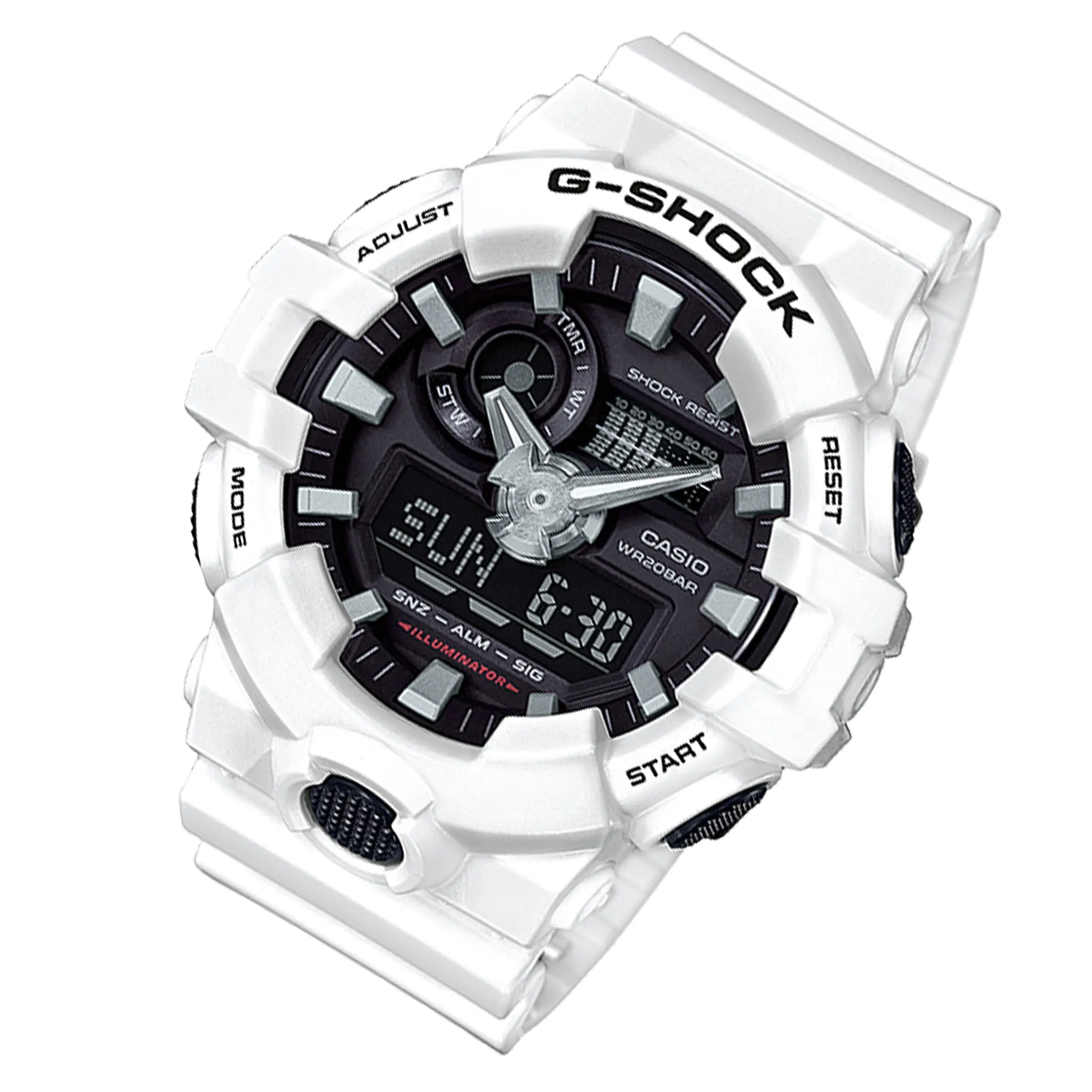 Casio G-SHOCK White Resin Black Dial Analogue-Digital Men's Watch - GA700-7A