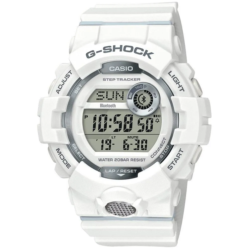 Casio Mens G-Shock White Resin Strap White Digital Dial Quartz Watch - GBD800-7