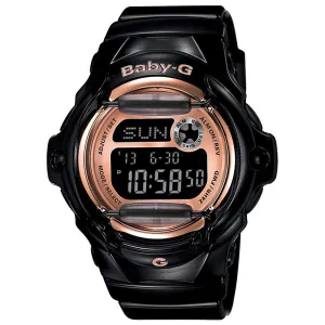 Casio Women's Rose Gold Tone Dial Black Resin Band Baby-G Shock Digital Quartz Watch - BG-169G-1CR